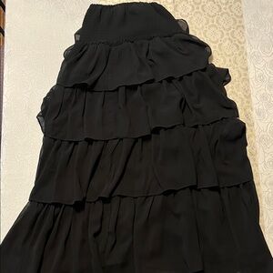 Elegant Black Tiered A-Line Skirt